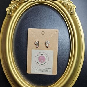 3/$12 Handmade Pink and Green Candy Cane earrings